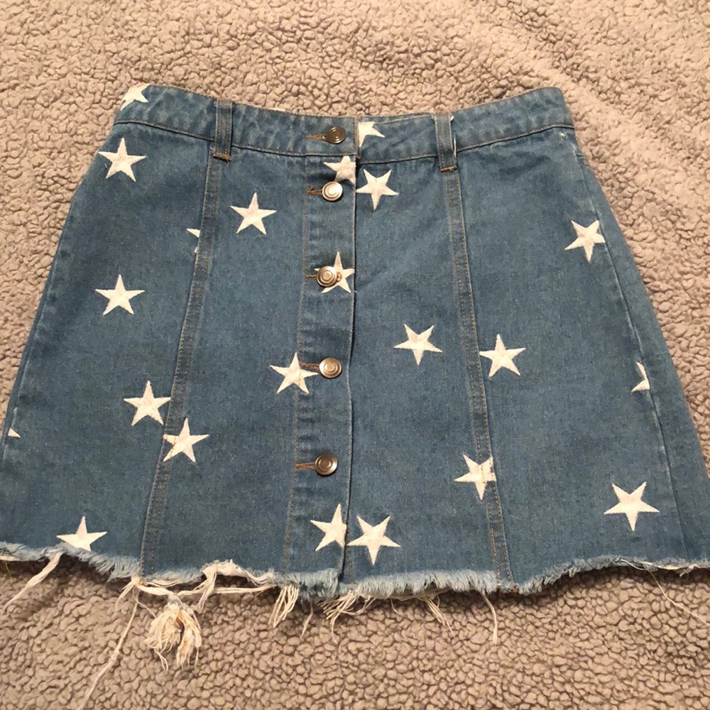 Jean skirt with white stars. Never worn
